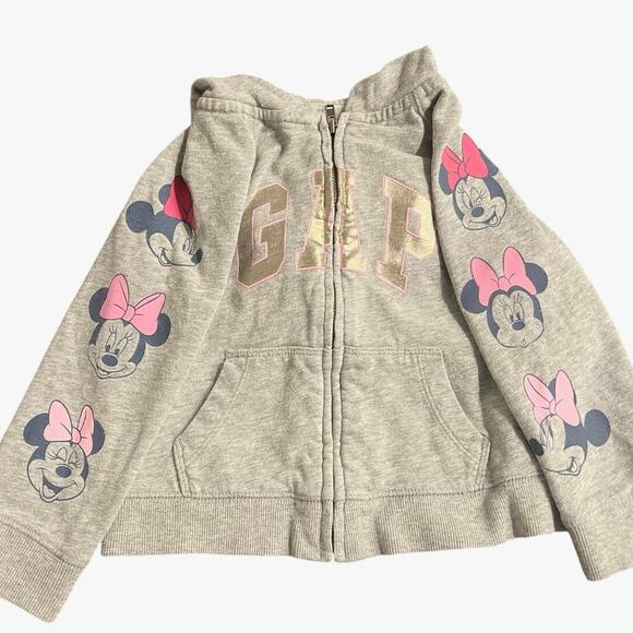 Baby Gap x Disney gray 2T zip-up hoodie with Minnie Mouse faces on the sleeves, - Picture 1 of 6